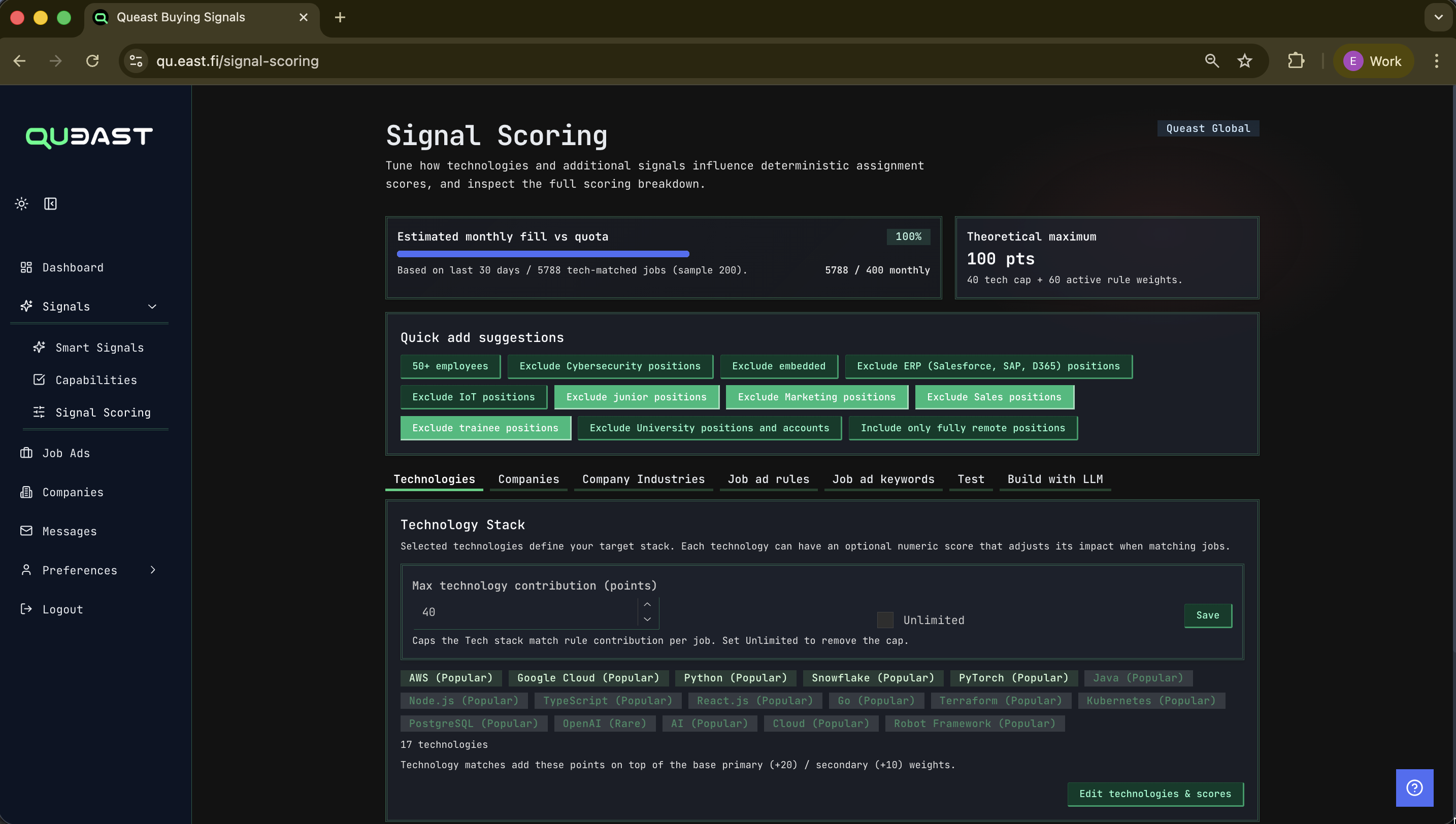 Score and curate screenshot