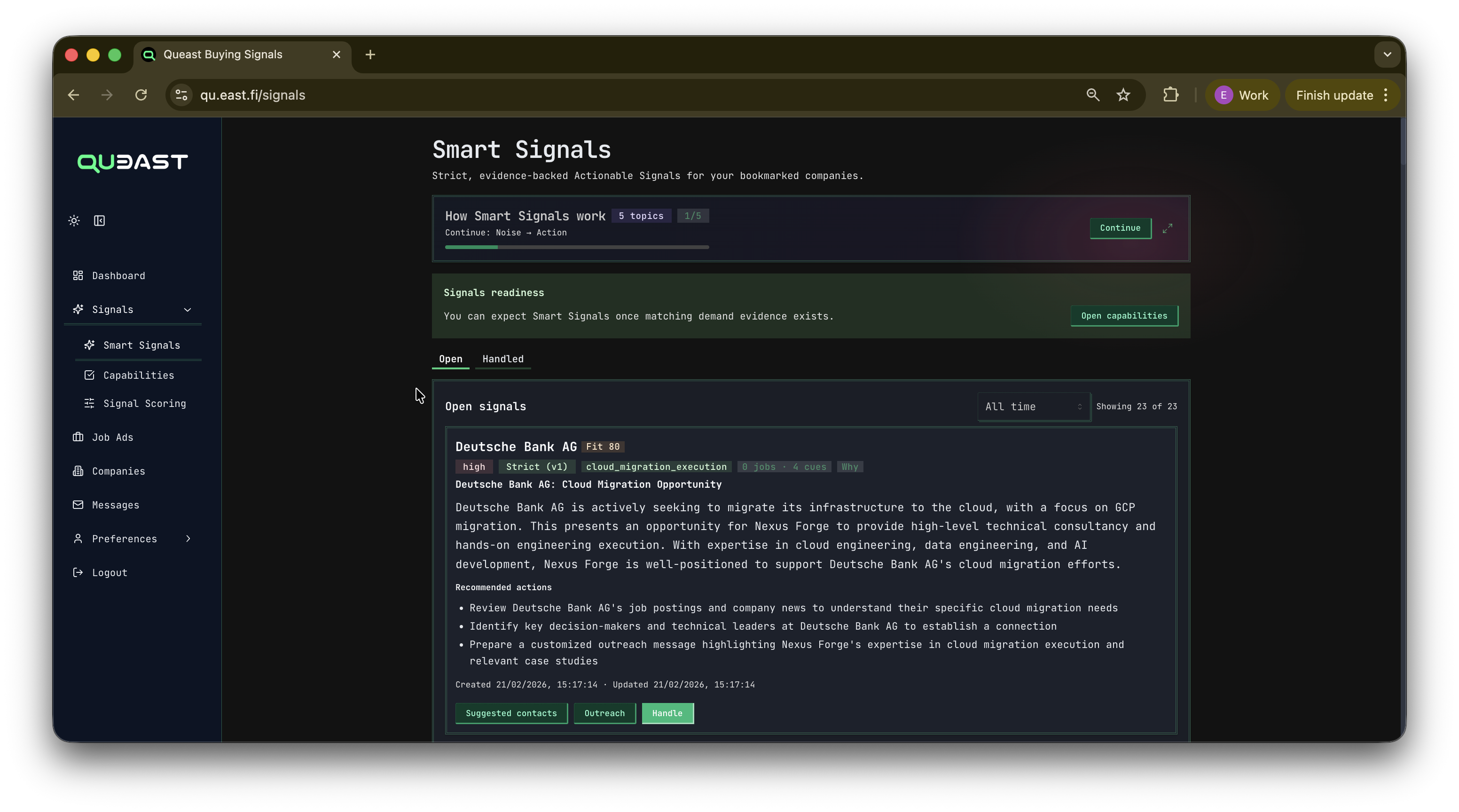 Smart Signals - evidence-based IT buying intent screenshot