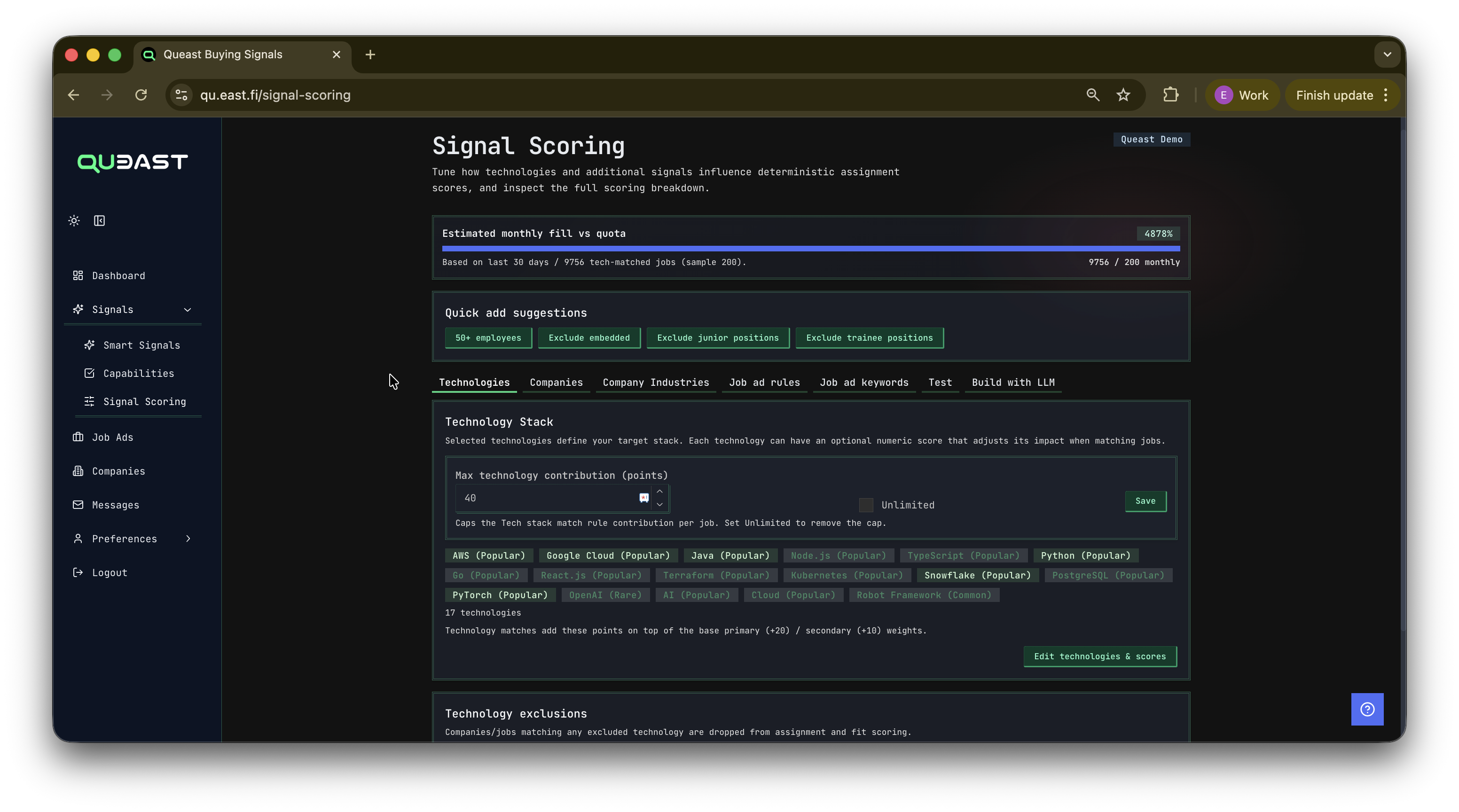 Score and curate screenshot